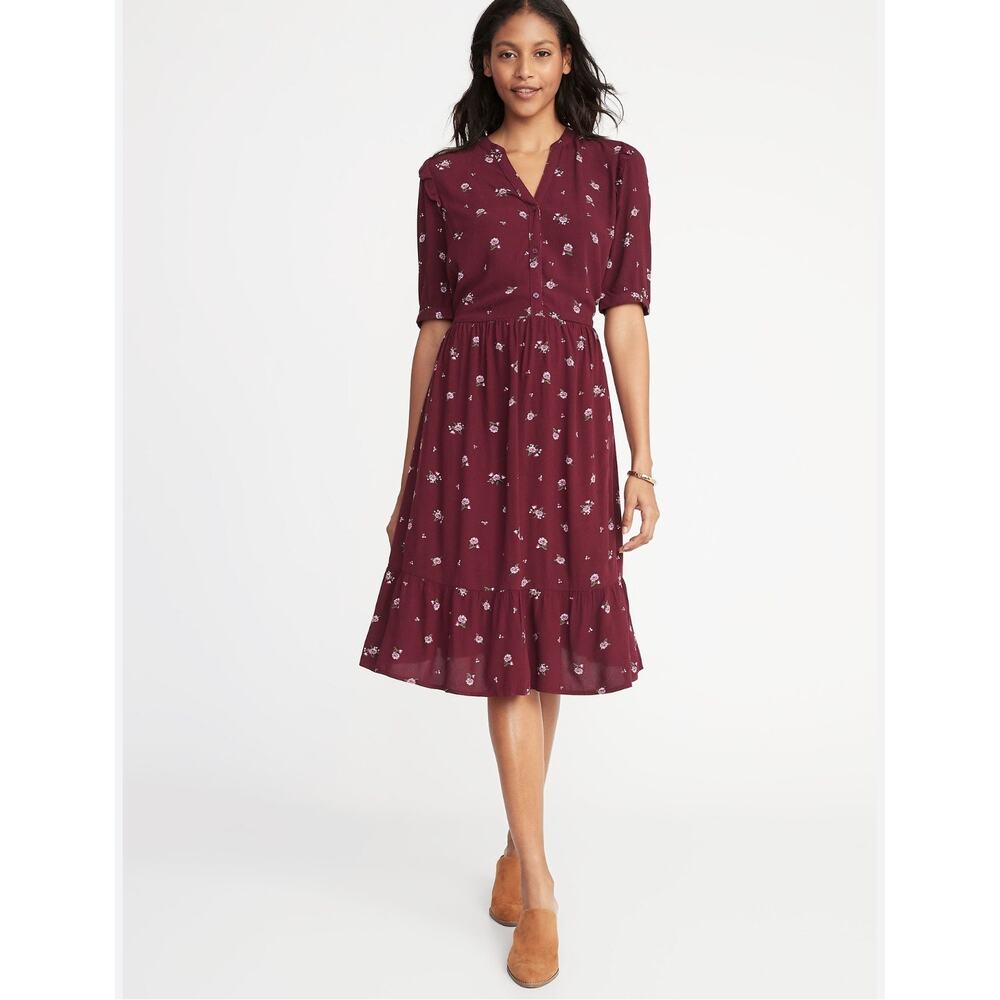 Old Navy Maroon Floral Dress Size M